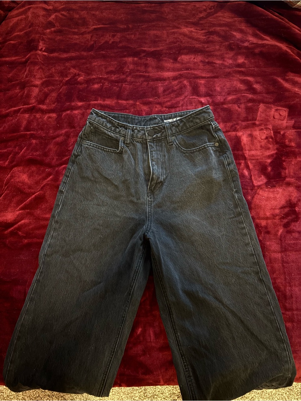 Volcom Stoned BF Hirise Black Wide Leg Jeans Waist 26 Like New